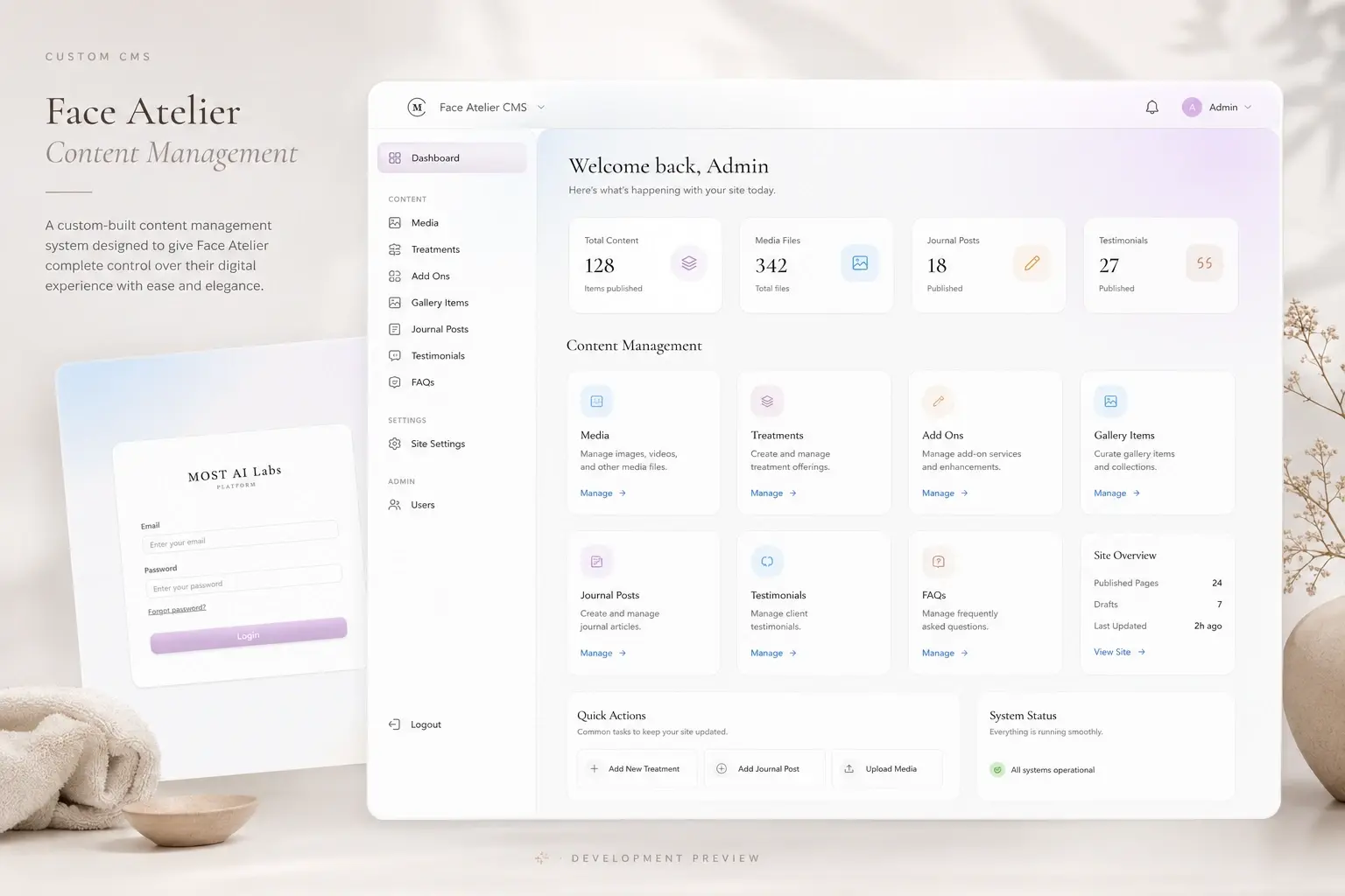 Face Atelier custom content management system built by MOST AI Labs